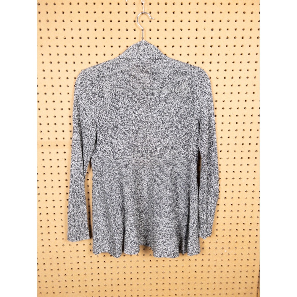 Eileen Fisher Petite Linen Wool Marled Knit Open Front Cardigan Black White PP - Picture 4 of 7